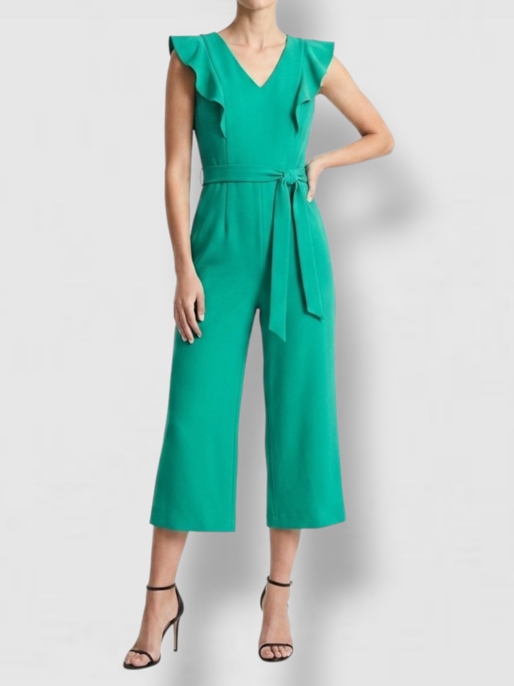 Tahari ASL Ruffle Jumpsuit Size 8 New